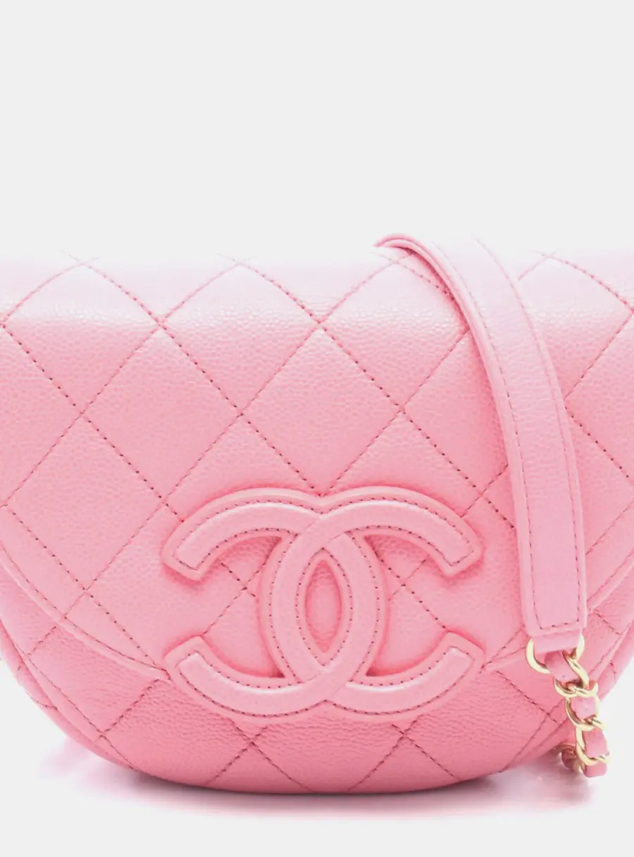 Chanel Mini CC Quilted Caviar Leather Messenger Flap Bag