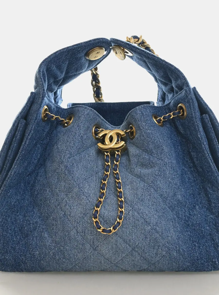 Chanel Small 25 Blue Washed Denim Hobo Bag