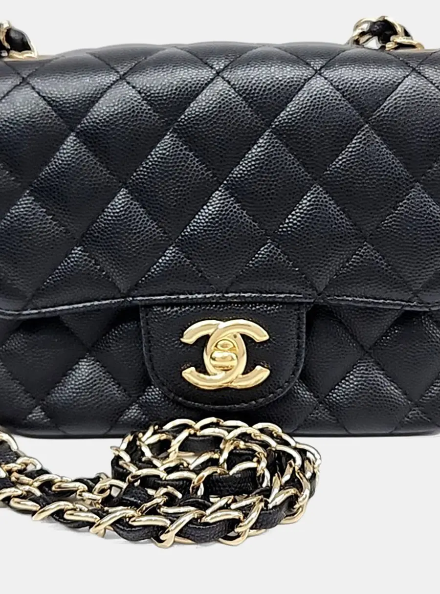 Chanel Petite Sac Small Black Caviar Leather Crossbody Bag