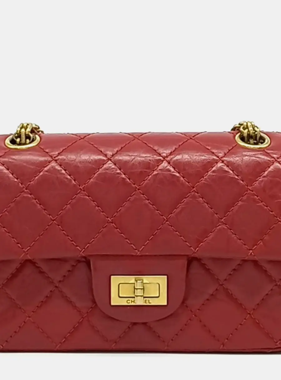 Chanel 2.55 New Mini Red Quilted Leather Shoulder Bag