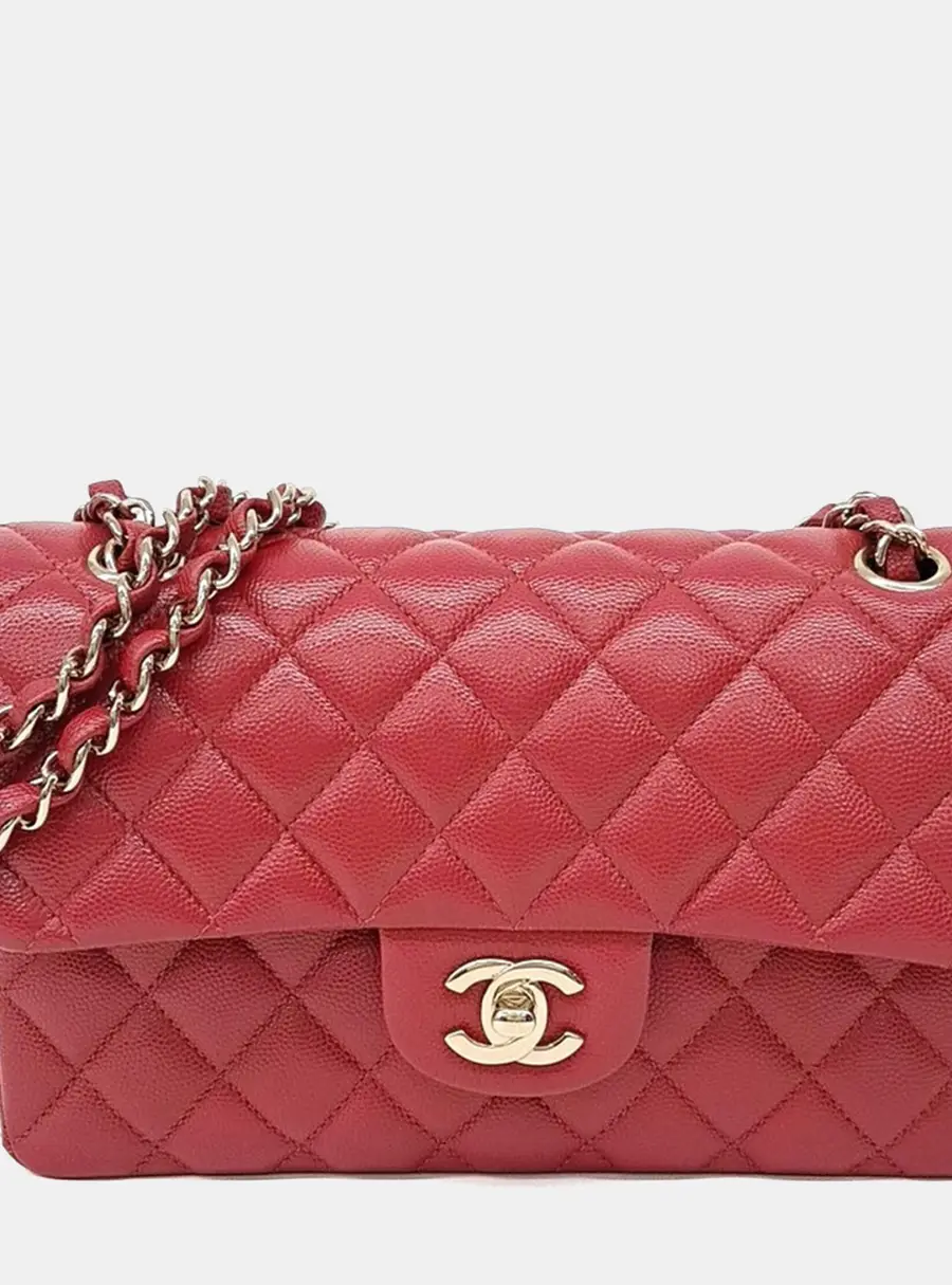 Chanel Classic Small Red Caviar Leather Flap Bag