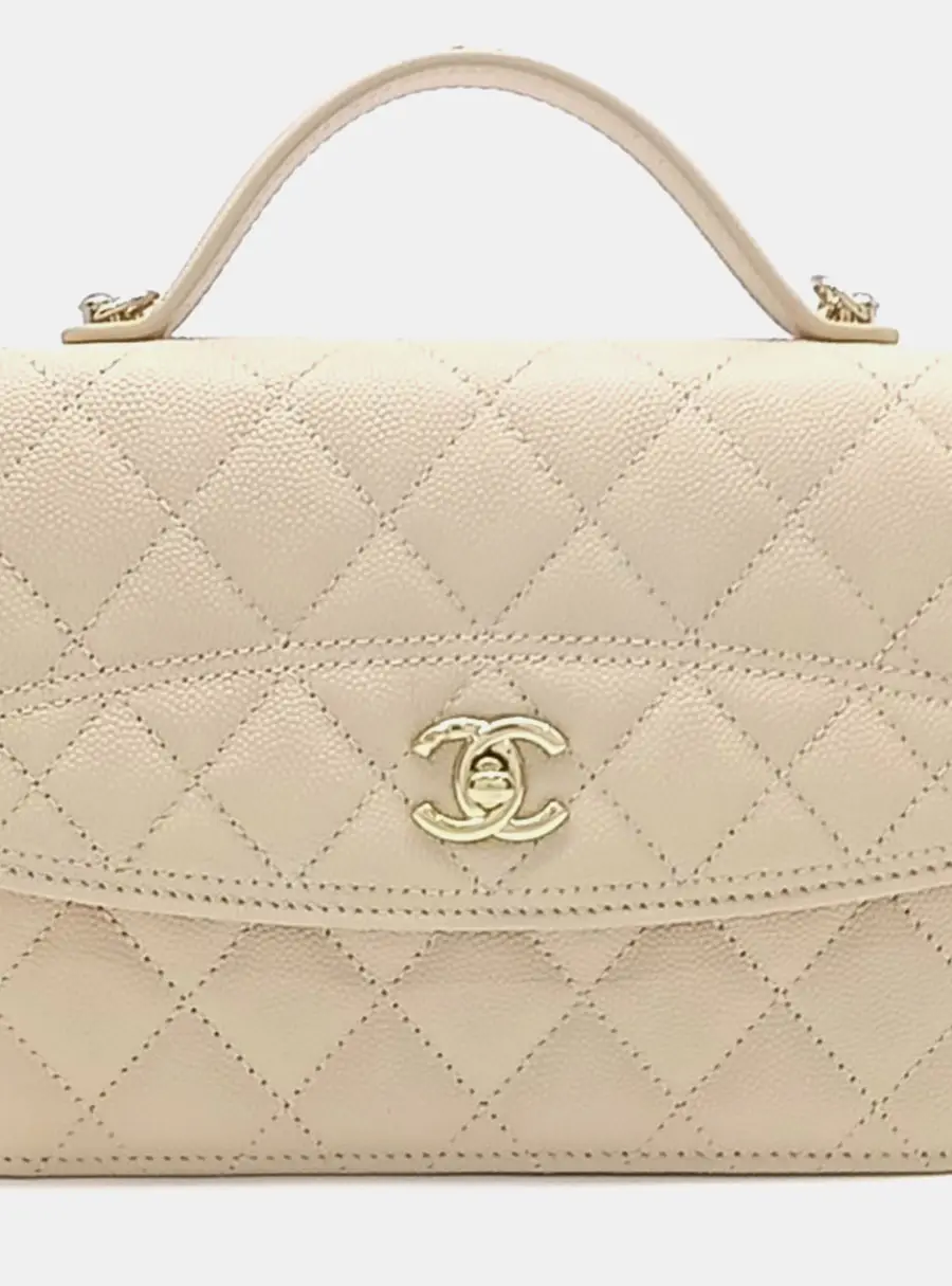 Chanel Mini Flap Cream Caviar Leather Backpack Bag