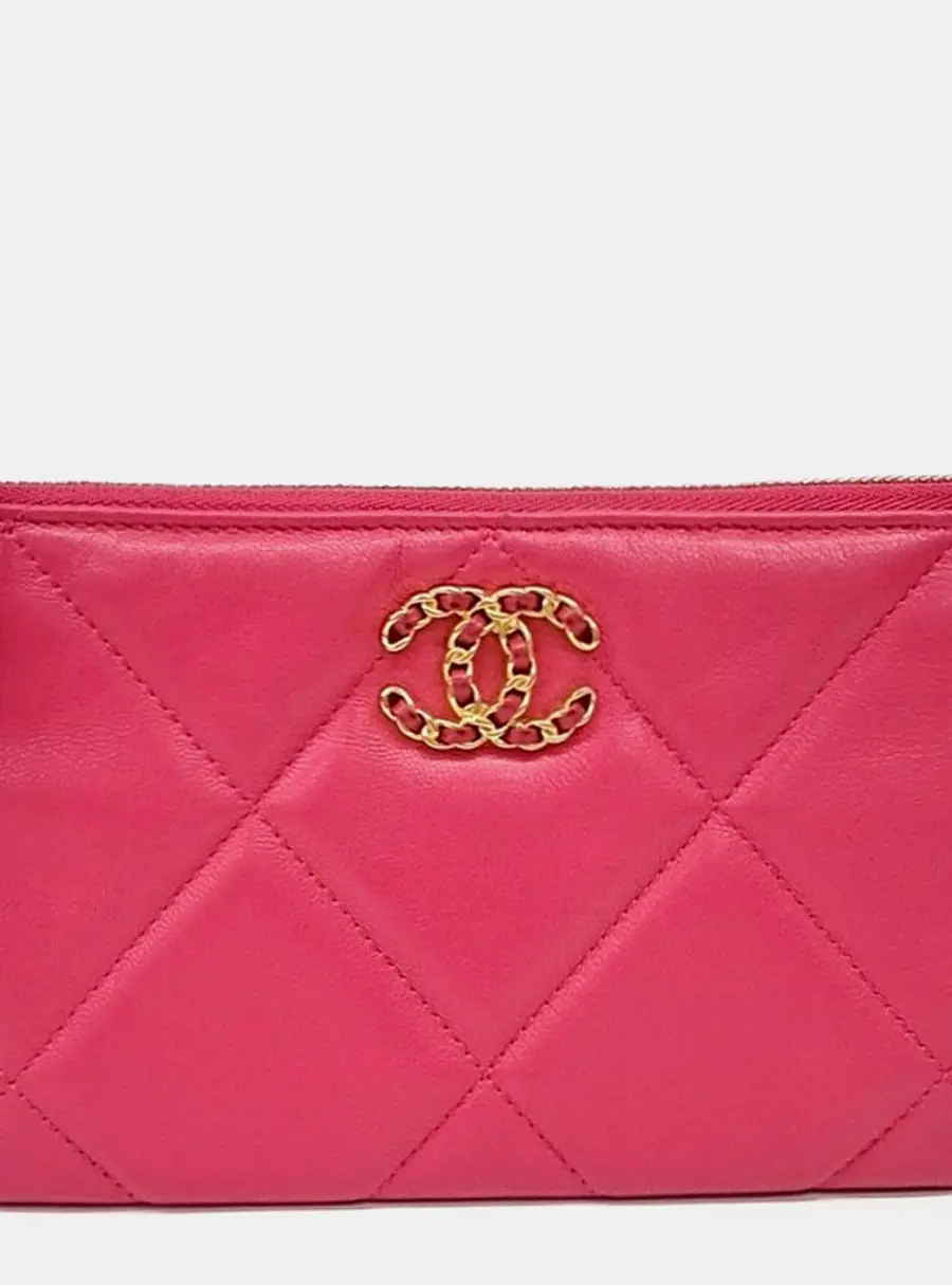 Chanel 19 Pink Leather Long Wallet