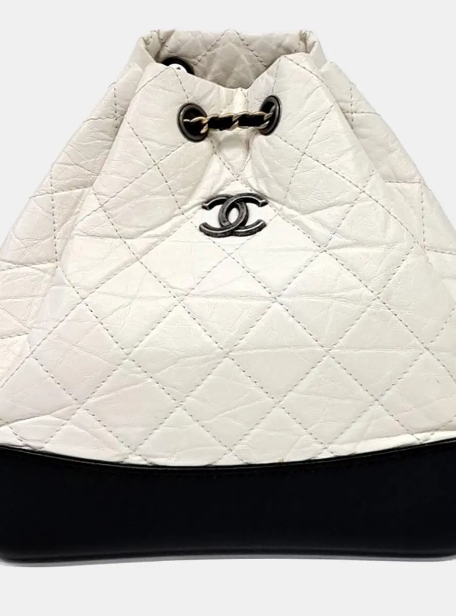 Chanel Gabrielle Small Black White Leather Backpack Bag