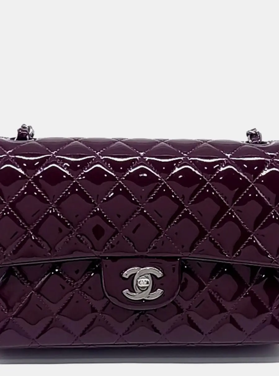 Chanel Classic Medium Burgundy Patent Leather Shoulder Bag