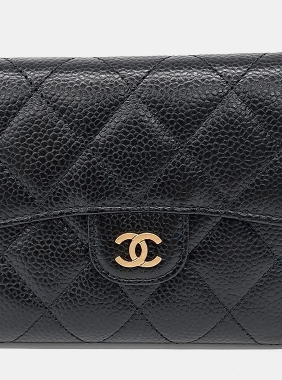 Chanel Wallet Black Caviar Leather Wallet Bag