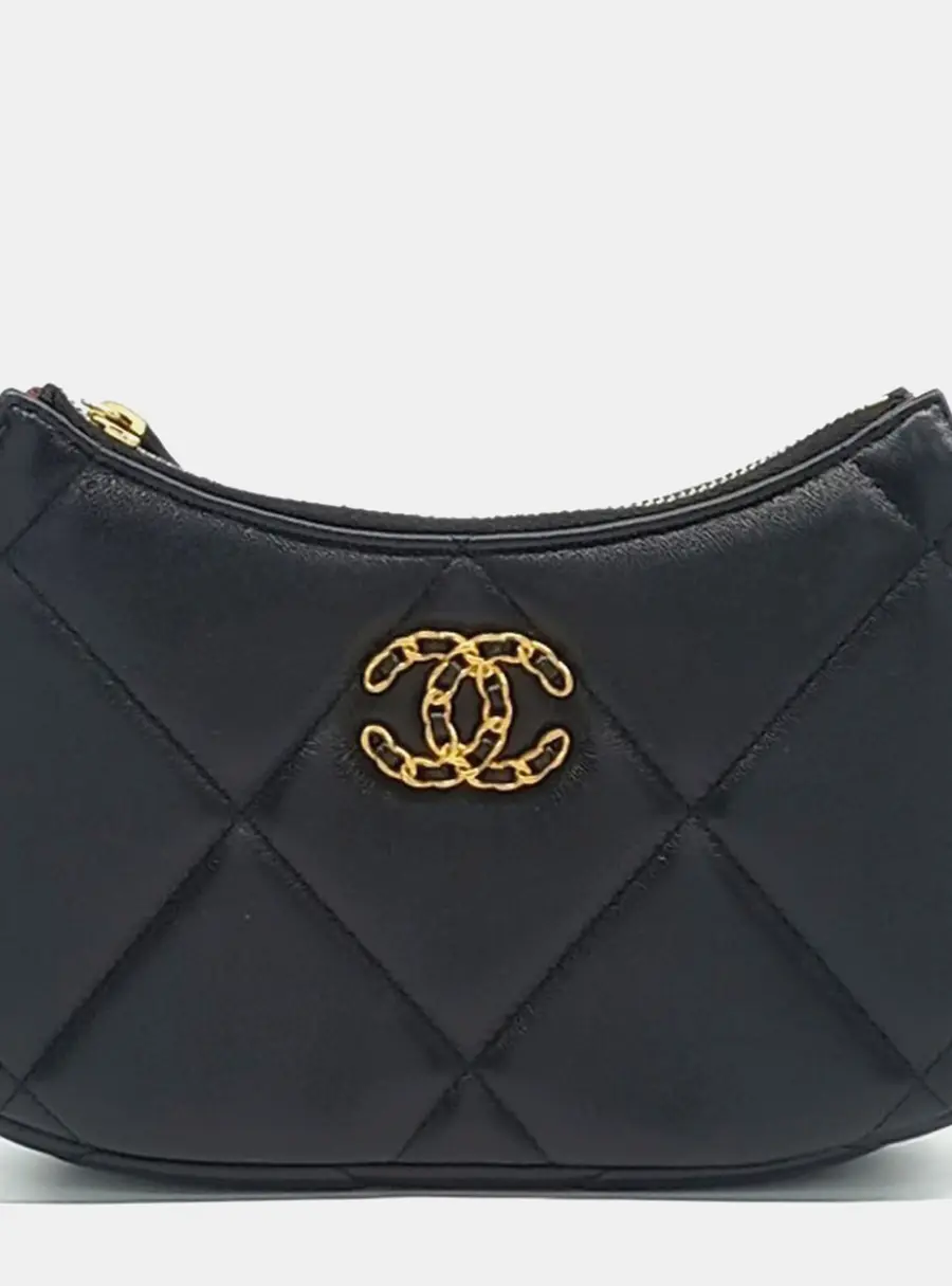 Chanel 19 Black Leather Chain Hobo Crossbody Bag