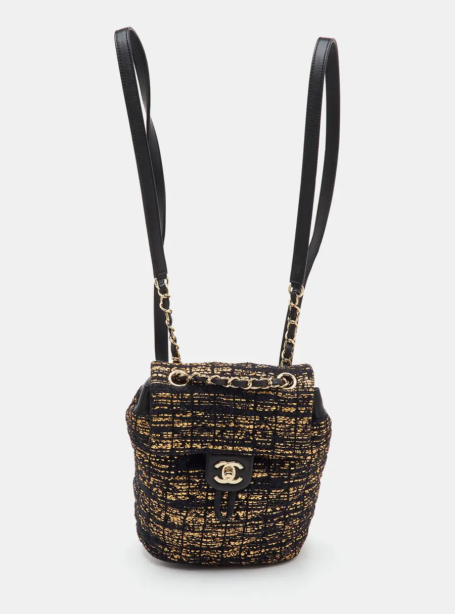 Chanel Urban Spirit Mini Black/Gold Quilted Tweed and Leather Backpack