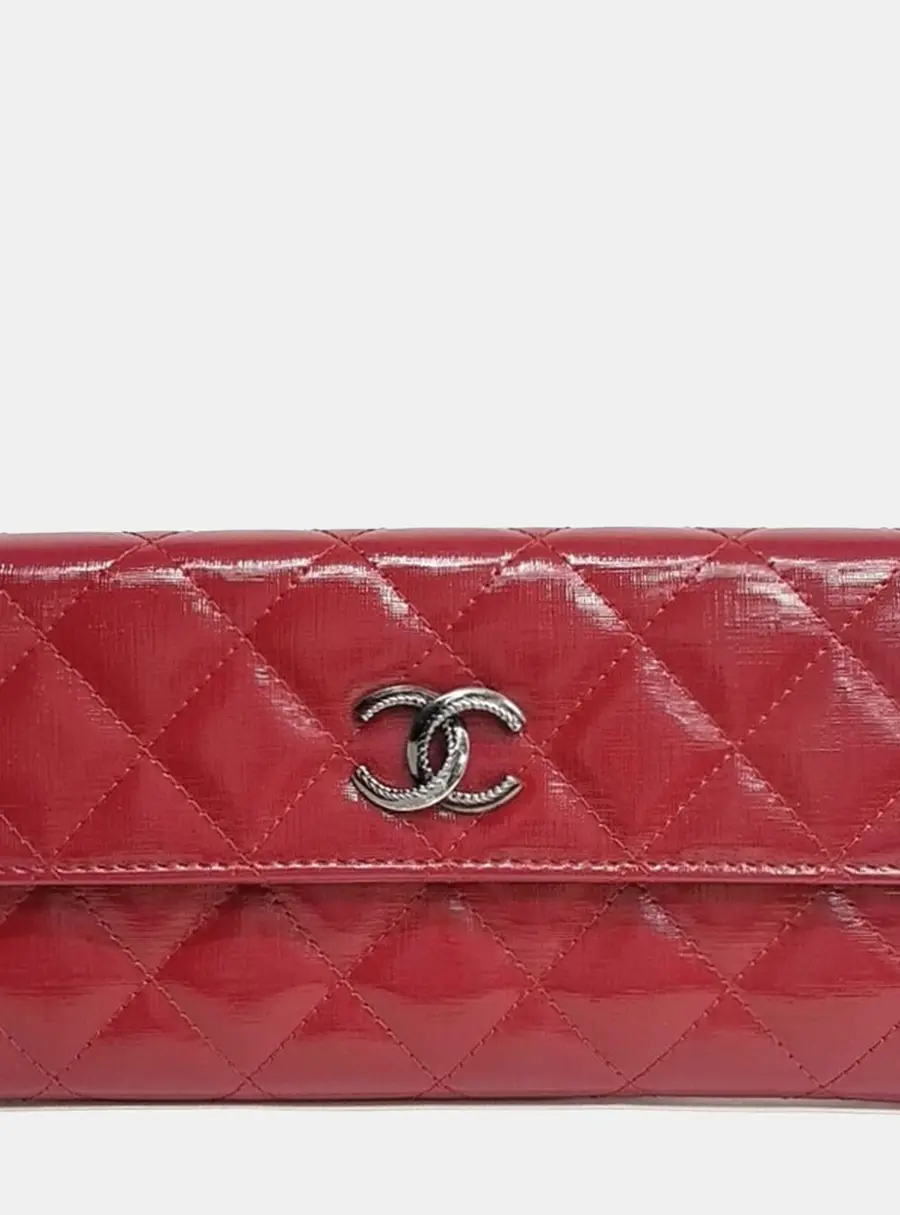 Chanel Red Leather long wallet