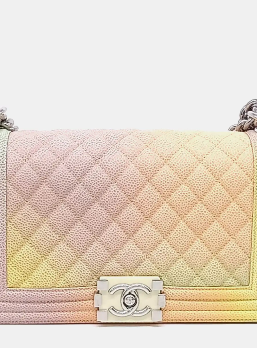 Chanel Boy Medium Multicolor Caviar Leather Shoulder Bag