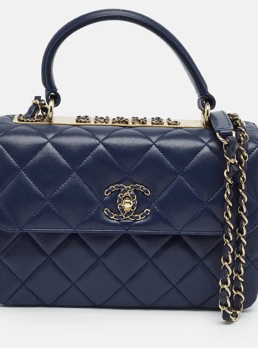 Chanel Small Trendy CC Blue Quilted Leather Top Handle Bag