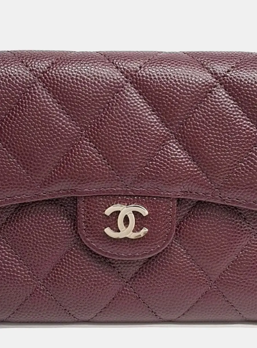 Chanel Burgundy Leather Caviar Wallet