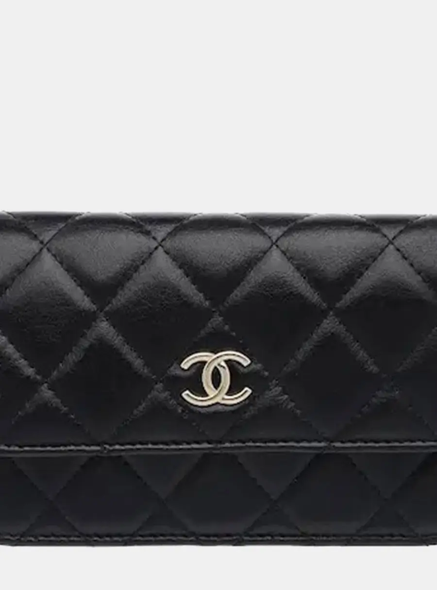 Chanel Pearl Crush Mini Black Lambskin Leather Wallet on Chain Bag