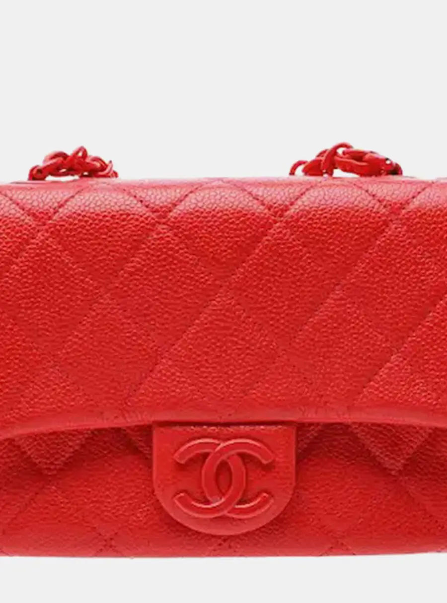 Chanel Classic Mini Rectangular Red Lambskin Flap Bag