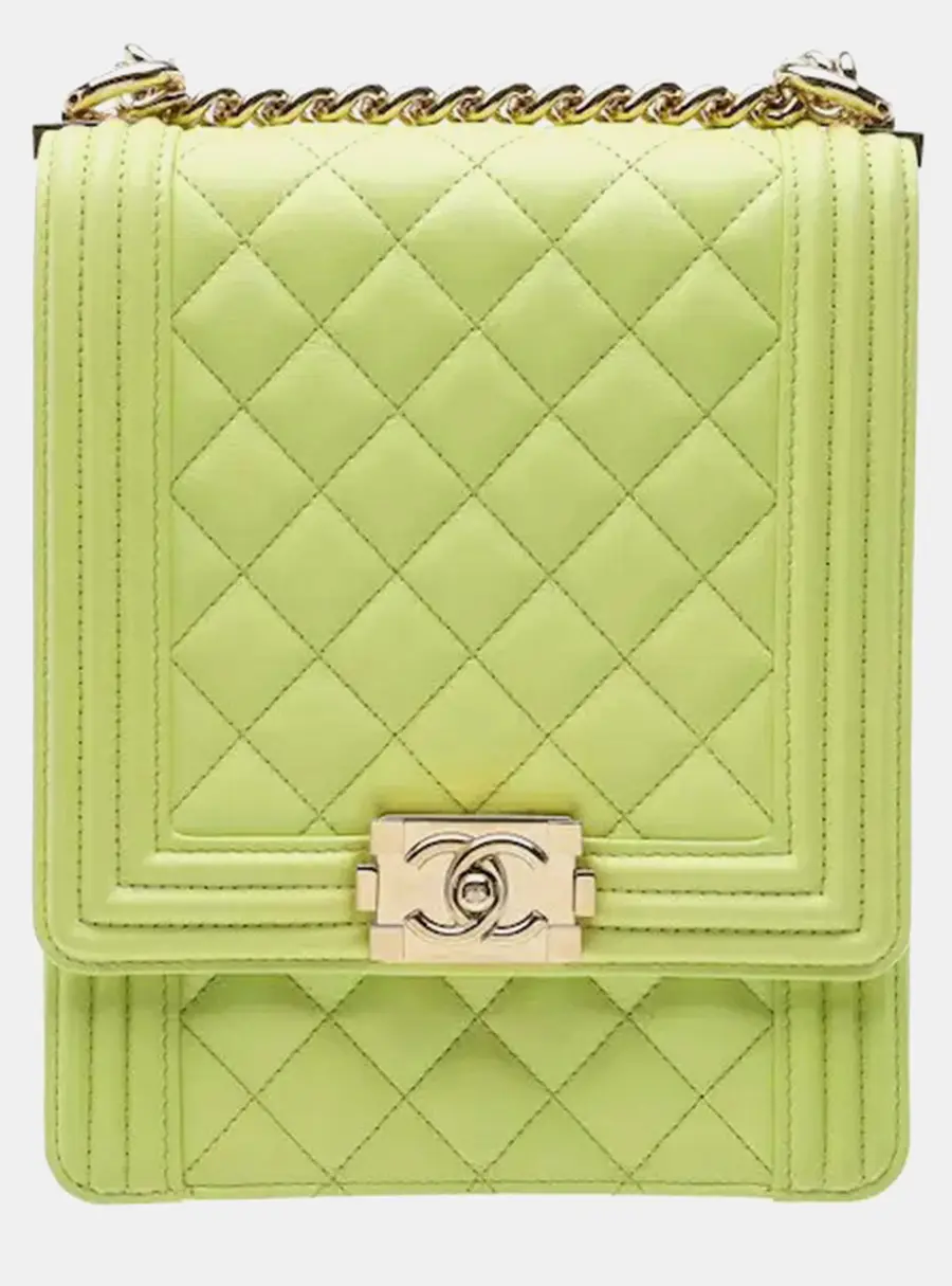 Chanel Boy Medium Light Green Smooth Calfskin Leather Shoulder Bag