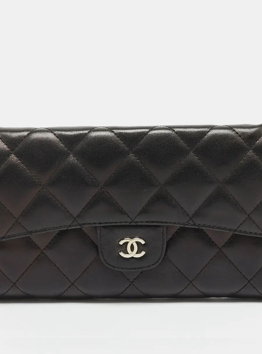 Chanel Classic Flap Black Quilted Leather Continental Wallet