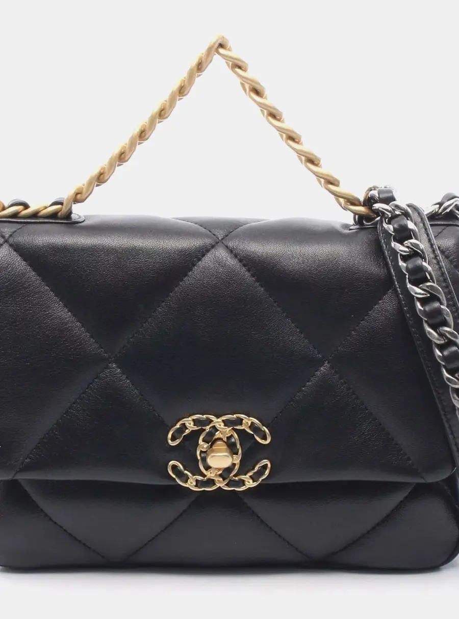 Chanel 19 Small Black Quilted Leather Shoulder Bag