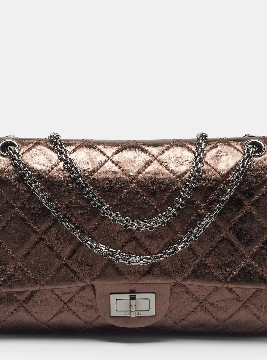 Chanel Reissue 2.55 227 Metallic Quilted Leather Flap Bag