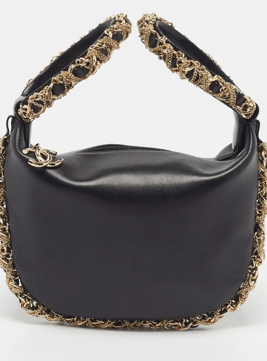 Chanel Twisted Chain Black Leather Hobo