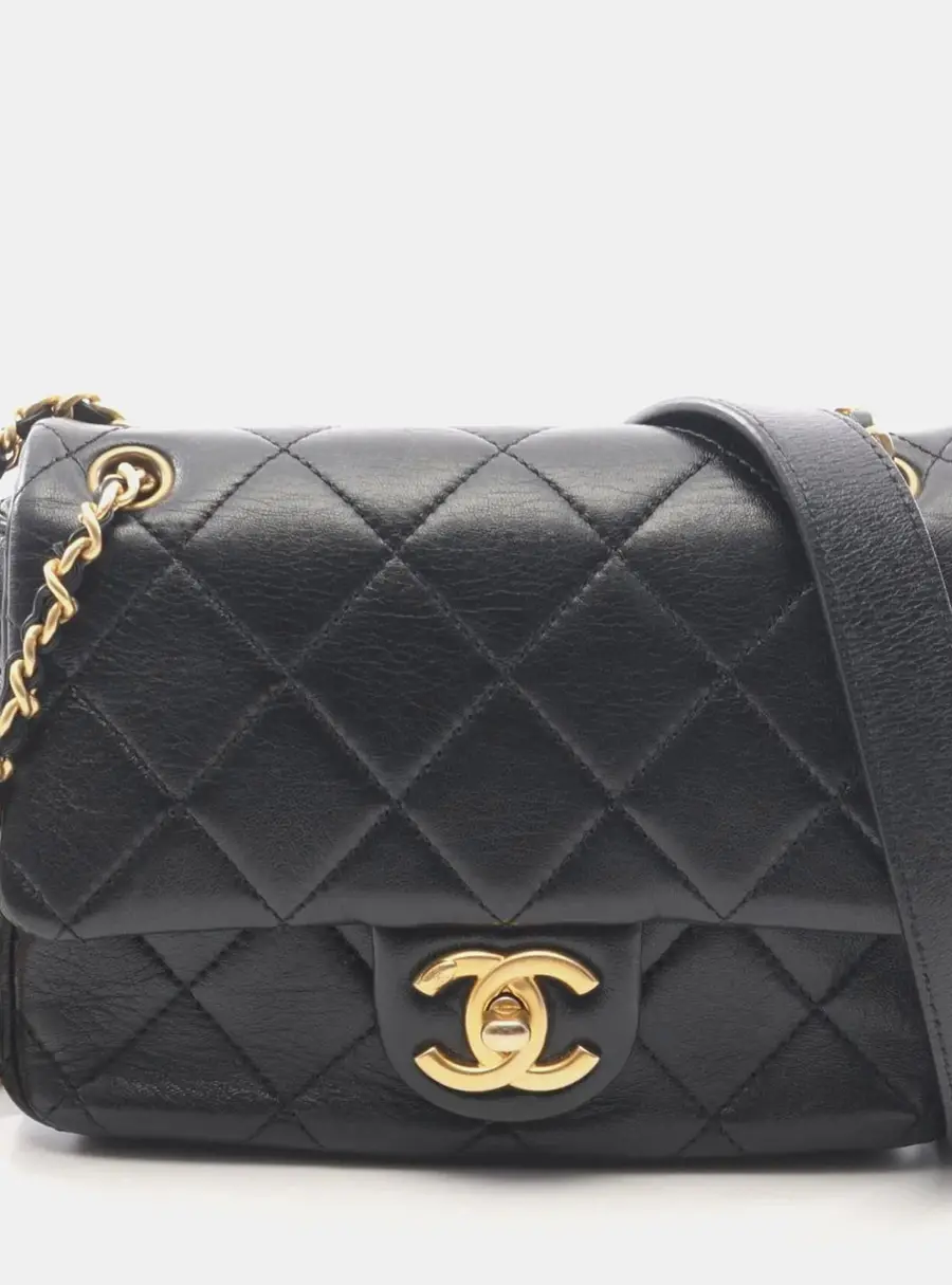 Chanel Funky Town Mini Black Lambskin Leather Crossbody Bag