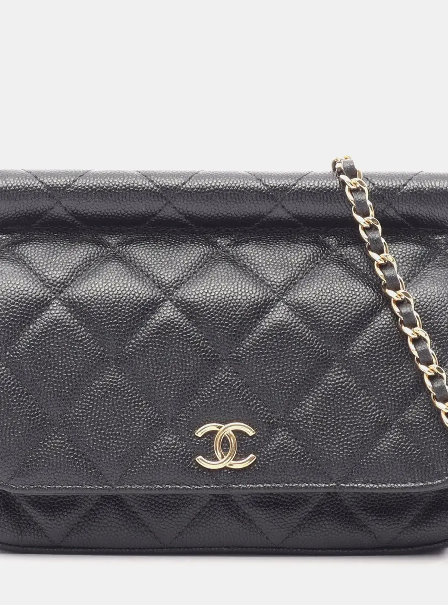 Chanel CC Black Quilted Caviar Flap Shoulder Bag