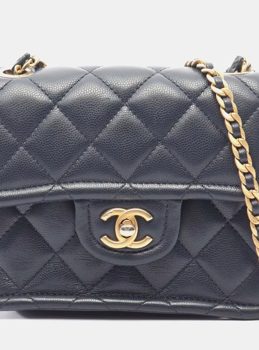 Chanel Sweet Classic Small Navy  Leather Flap Shoulder Bag