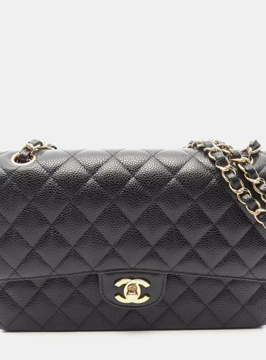 Chanel Classic Double Flap Black Caviar Leather Shoulder Bag