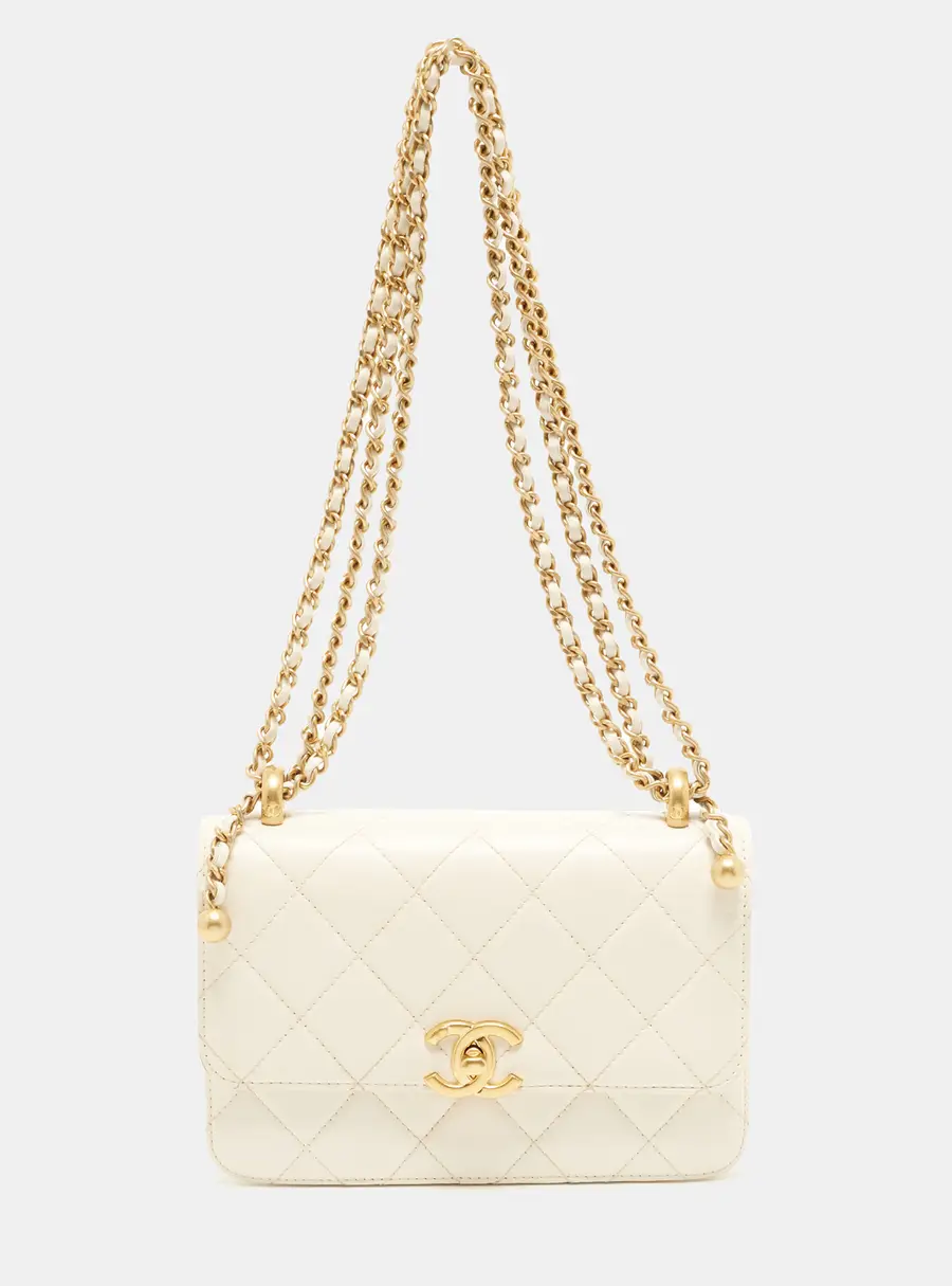Chanel Perfect Fit Flap White Quilted Leather Bag