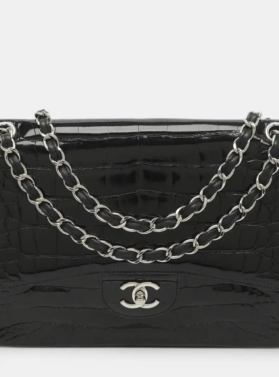 Chanel Classic Double Flap Jumbo Black Alligator Flap bag
