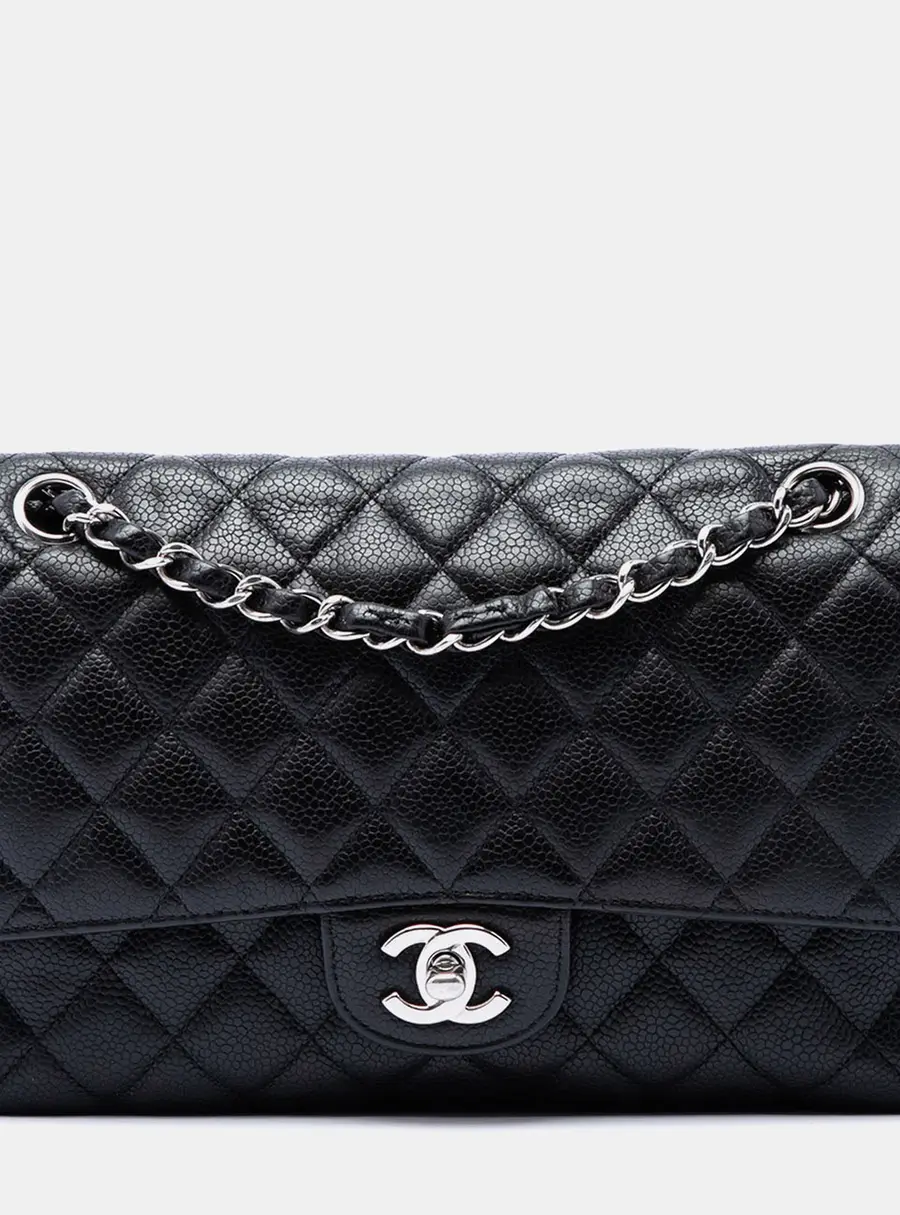 Chanel Classic Double Flap Medium Black Caviar Leather Shoulder Bag