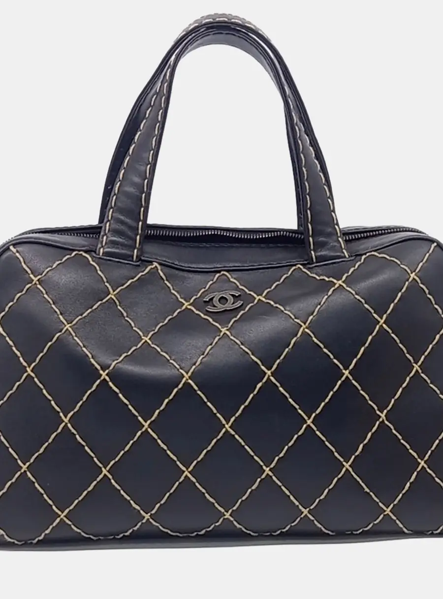 Chanel Black Leather Wild Stitch Tote Bag