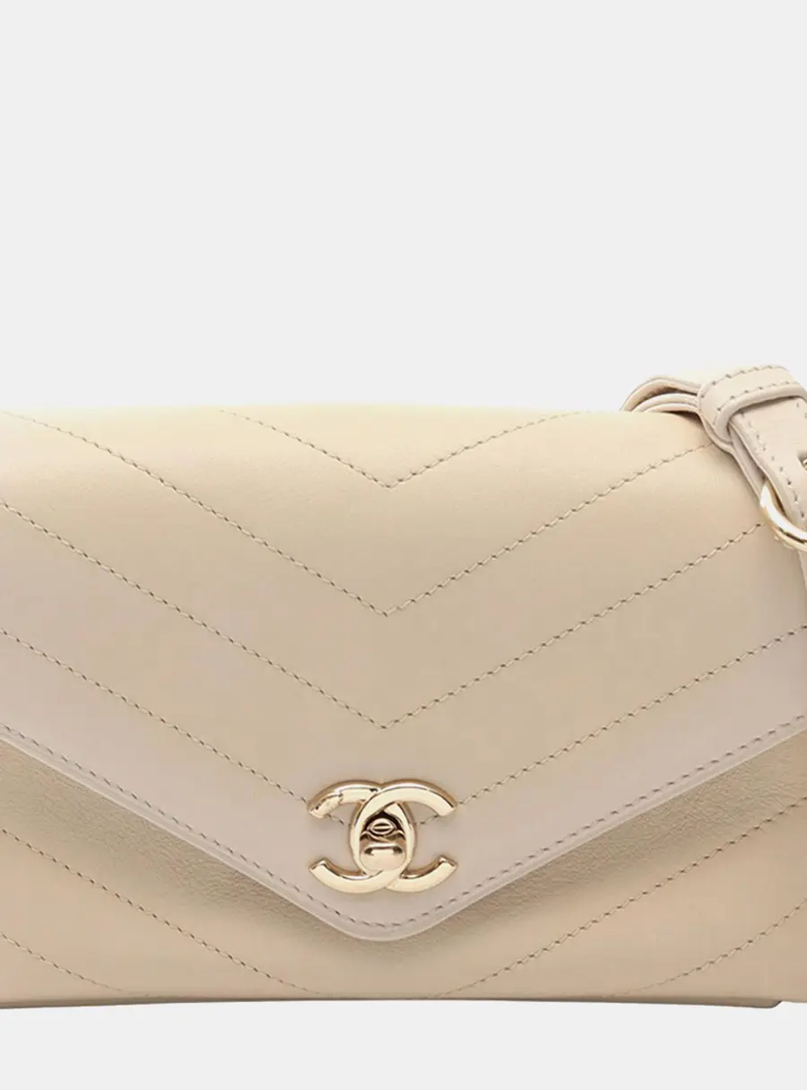 Chanel Mini Rectangular Chevron Black Lambskin Flap Bag
