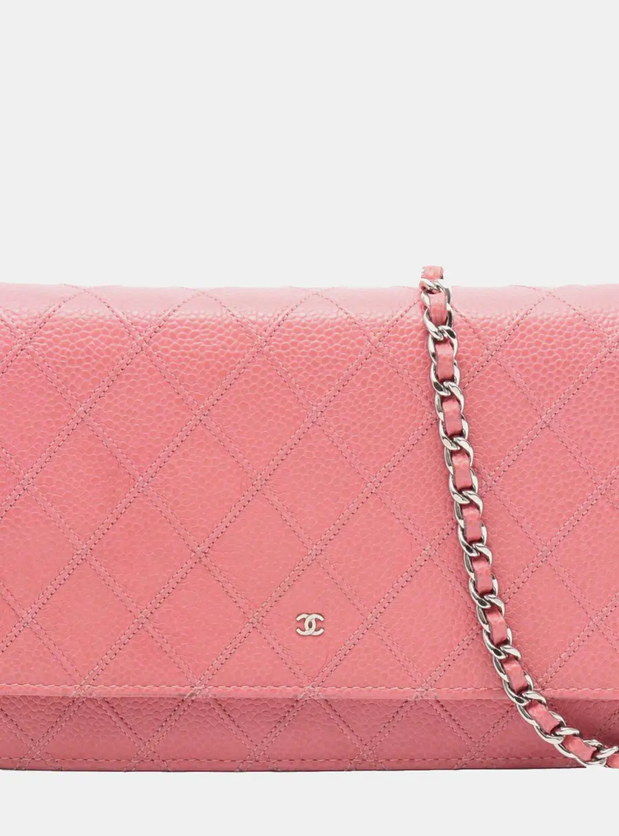 Chanel Classic Wallet on Chain Pink Caviar Grained Calfskin Leather Crossbody Bag
