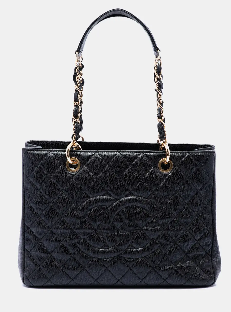 Chanel Grand Shopping Tote GST Black Caviar Leather Tote Bag