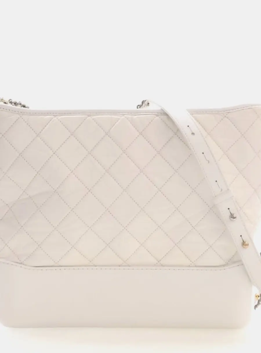 Chanel Gabrielle Large White Aged Calfskin Hobo Bag
