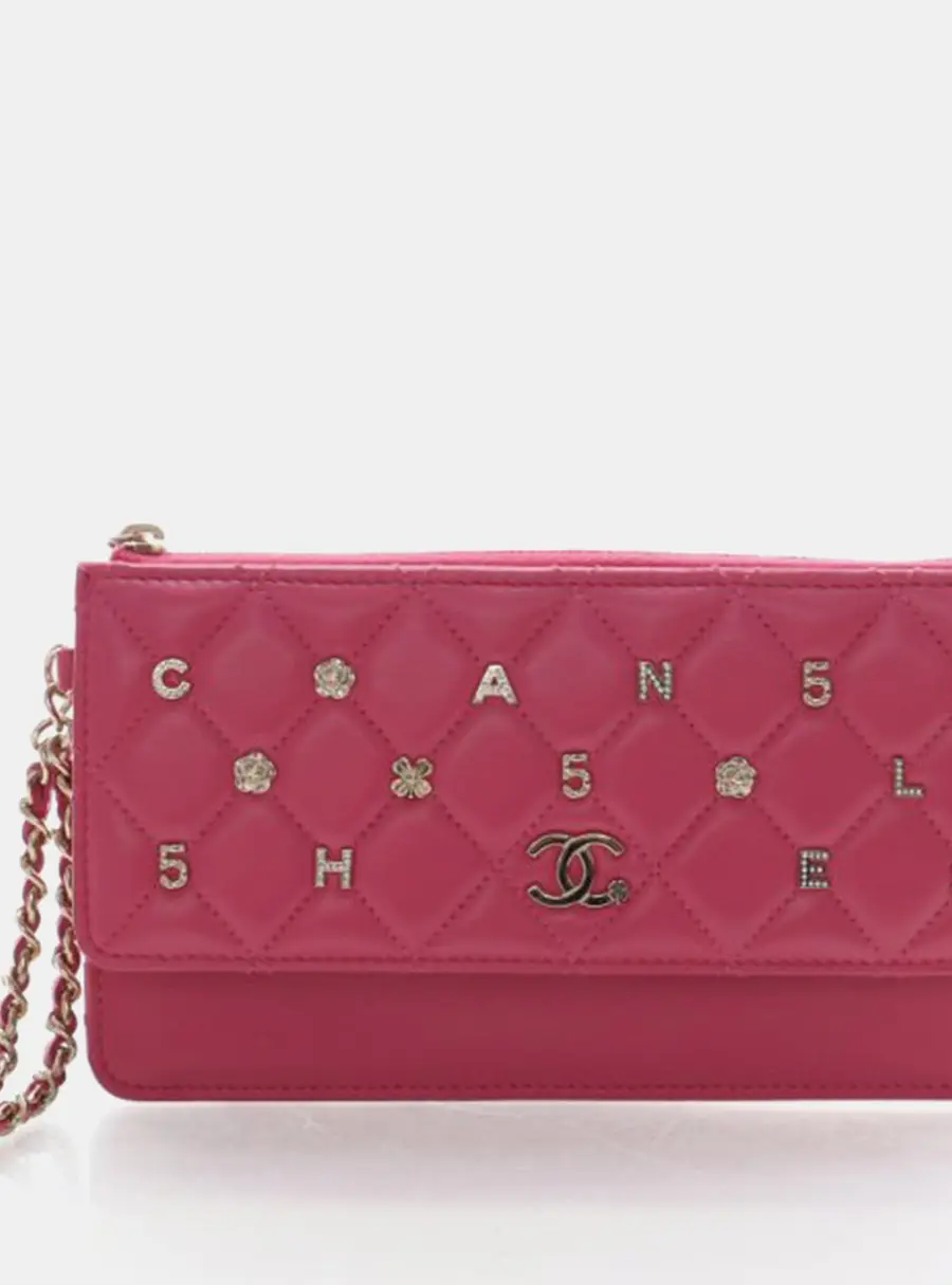 Chanel All About Medium Pink Quilted Lambskin Leather Clutch Bag