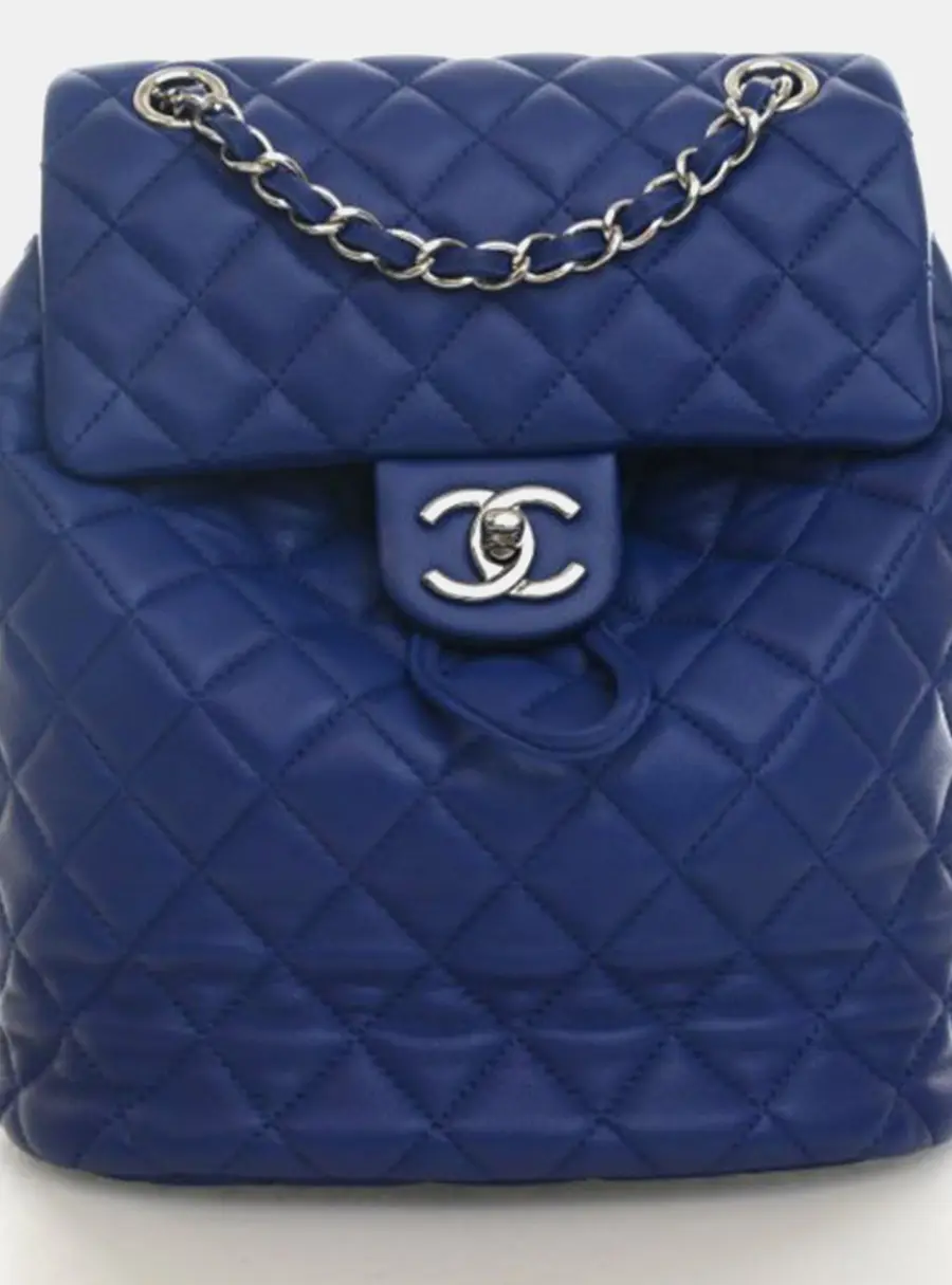 Chanel Small Urban Spirit Blue Quilted Lambskin Leather Backpack Bag