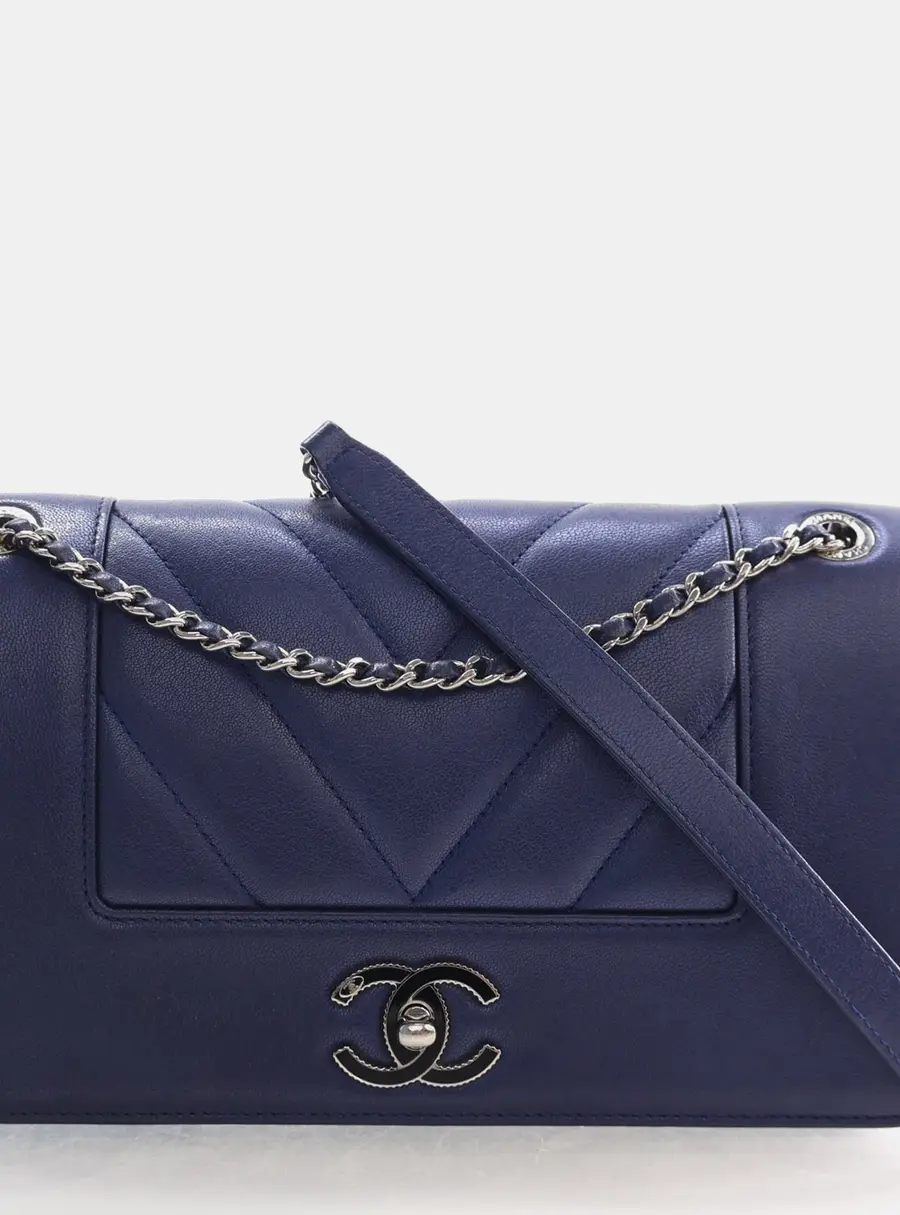 Chanel Boy Old Medium Blue Quilted Lambskin Ruthenium Hardware Flap Bag