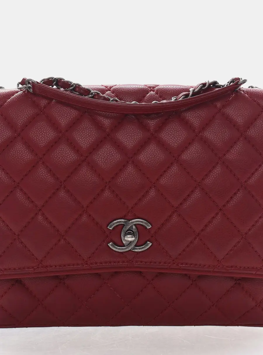 Chanel Classic Jumbo Red Caviar Grained Calfskin Leather Single Flap Shoulder Bag
