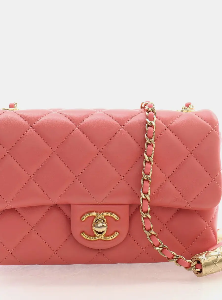 Chanel Mini Rectangular Pink Lambskin Single Flap Bag