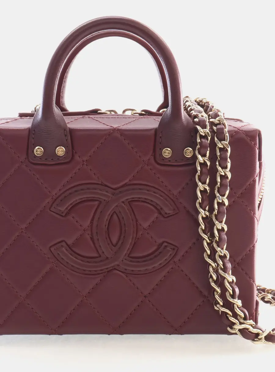Chanel Coco Vault Small Red Lambskin Top Handle Bag