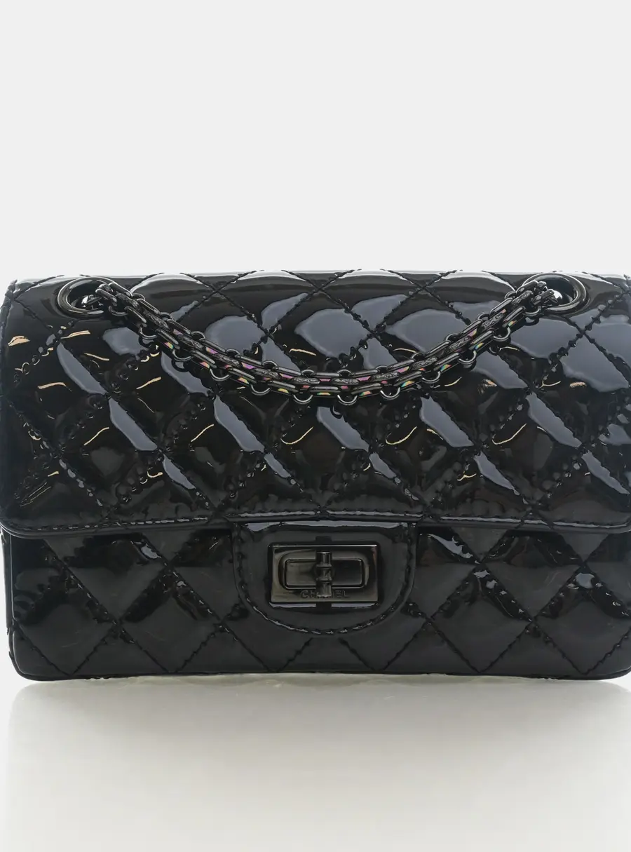 Chanel Classic Mini Rectangular Black Patent Leather Flap Bag