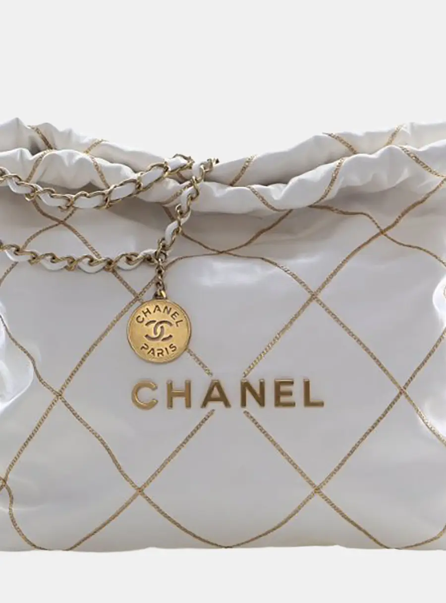 Chanel 22 Small White Calfskin Leather Hobo Bag