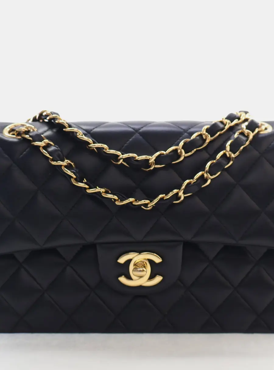 Chanel Classic Double Flap Small Black Lambskin Shoulder Bag