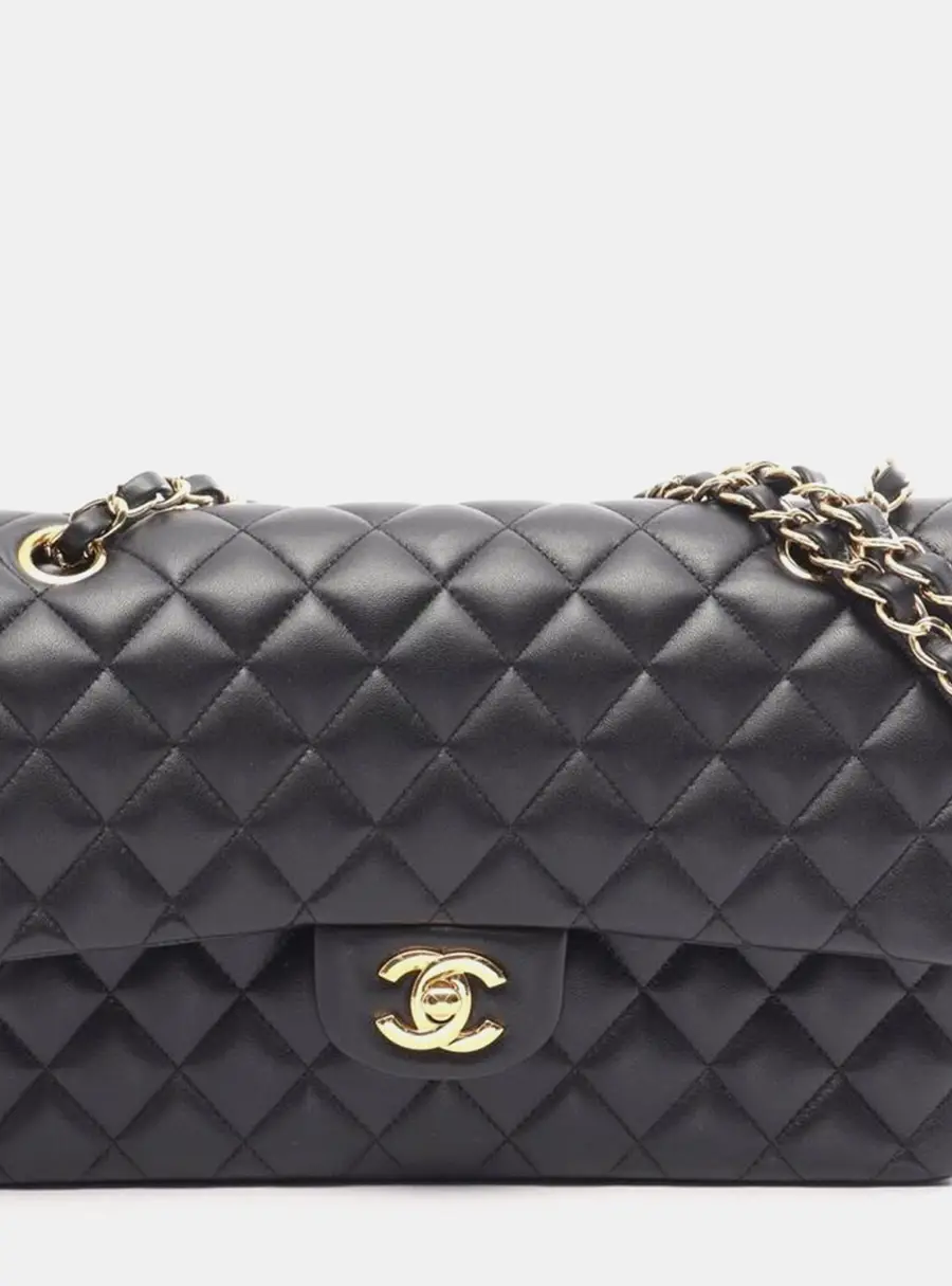Chanel Classic Flap Medium Black Lambskin Leather Shoulder Bag