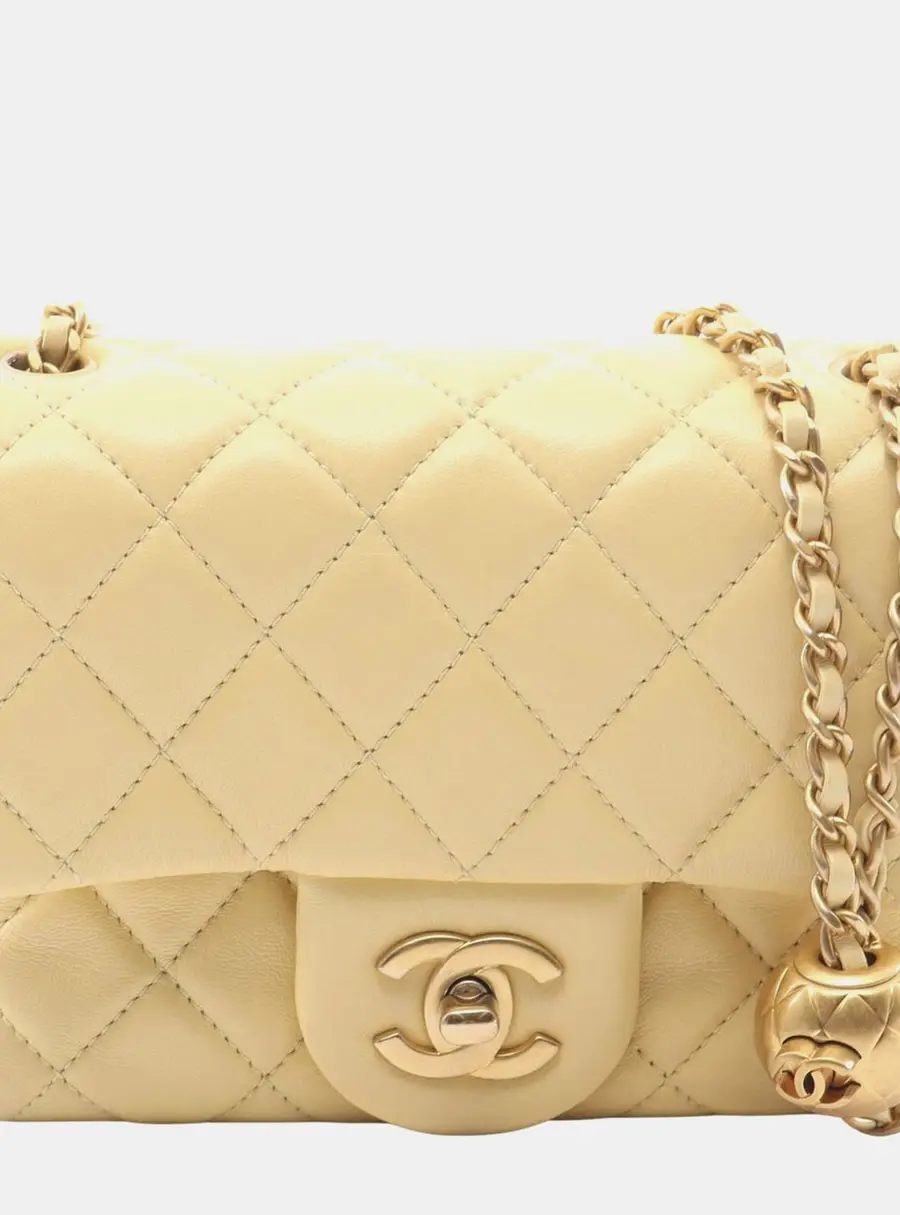 Chanel Pearl Crush Mini Rectangular Yellow Lambskin Shoulder Bag