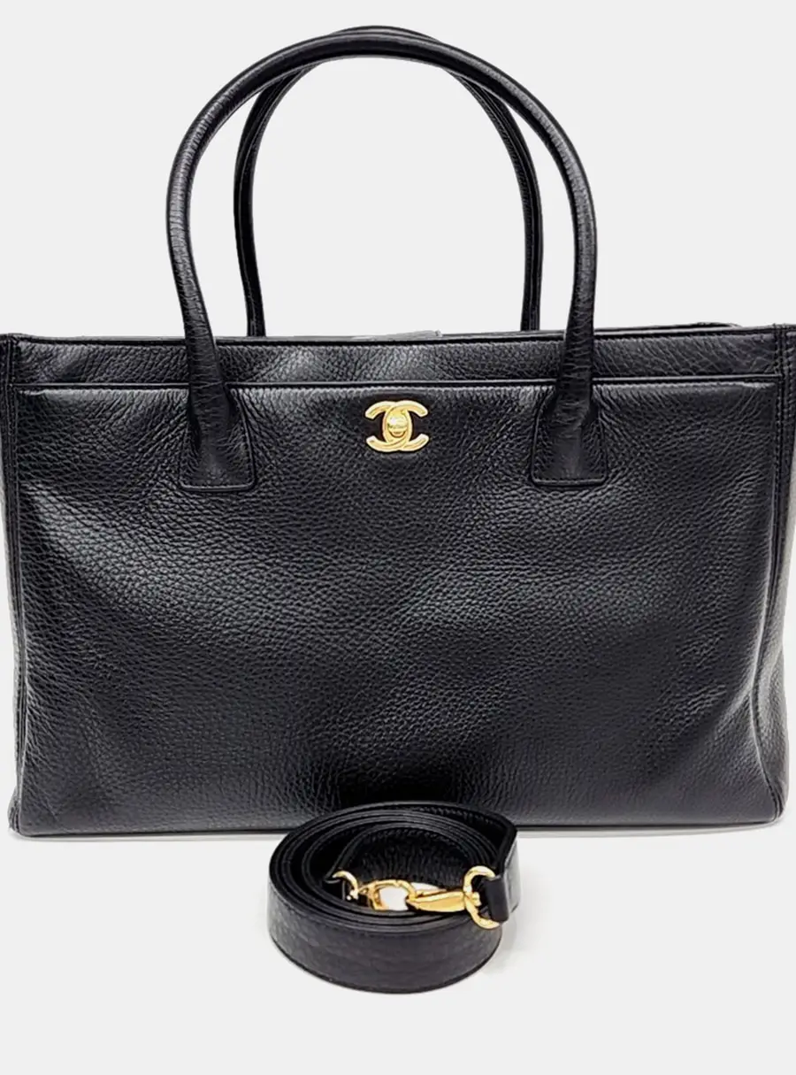Chanel Black Leather Surfgrand Top Handle Bag
