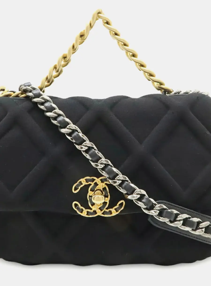 Chanel 19 Small Black Cotton Jersey Flap Bag