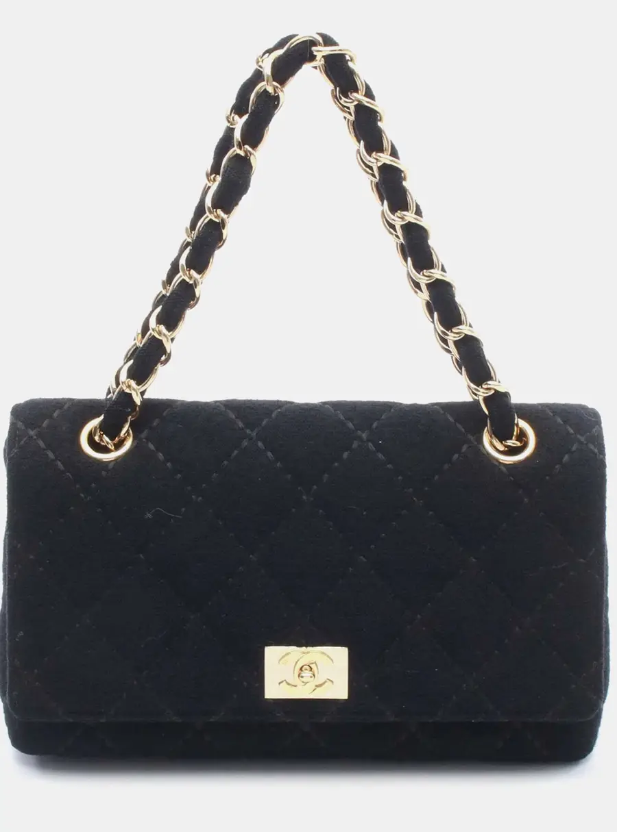 Chanel Wild Stitch 23 Black Cotton Jersey Flap Bag