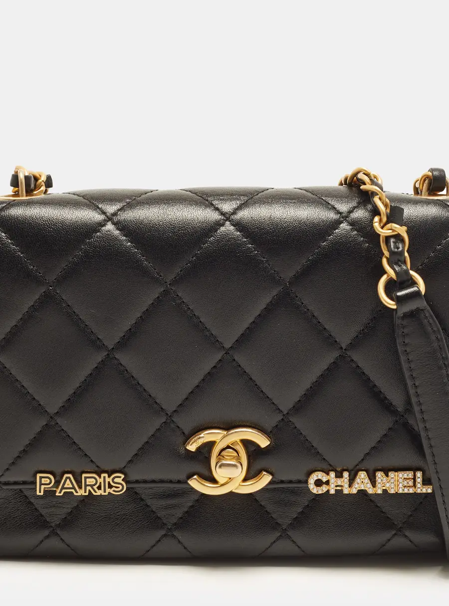 Chanel Paris Monaco Mini Black Quilted Leather Flap Bag